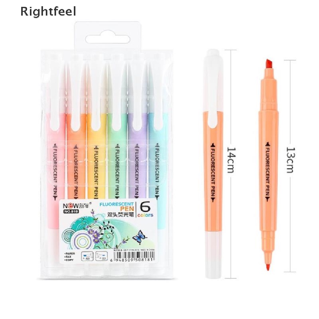 Set 6 Bút Dạ Quang Hai Đầu Dùng Đánh Dấu Tiện Dụng