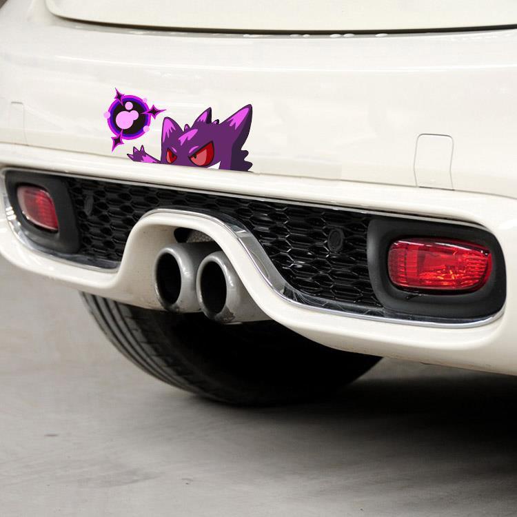 Pokémon Hình dán xe phản quang Psyduck Gengar Hình dán tiếng Nhật Dễ thương Vỏ cào đề can