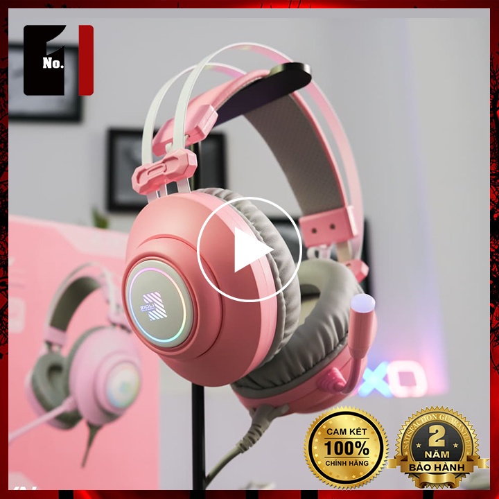 Tai Nghe Headphone Chụp Tai Gaming Màu Hồng Zidli SCORE SH320V Led RGB Tai Nghe Máy Tính Laptop Âm Thanh Hay