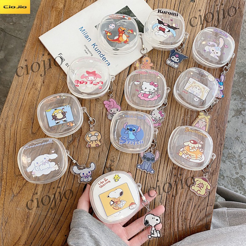 Vỏ bảo vệ bằng TPU mềm trong suốt in hoạt hình dễ thương có móc cho tai nghe Baseus W