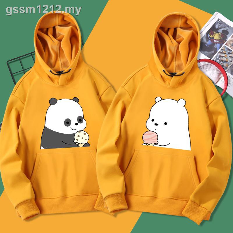 We Bare Bear Áo Hoodie Dáng Rộng In Hình Gấu Dễ Thương Thời Trang Xuân Thu Cho Cặp Đôi