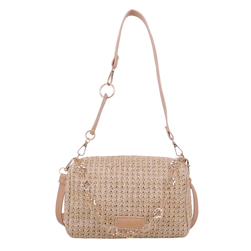 Túi Đeo Chéo Vai Bằng Cỏ Dệt Phối Dây Xích Đa Năng Thời Trang Mùa Hè Hàng Mới Dành Cho Bạn Nữ 2022