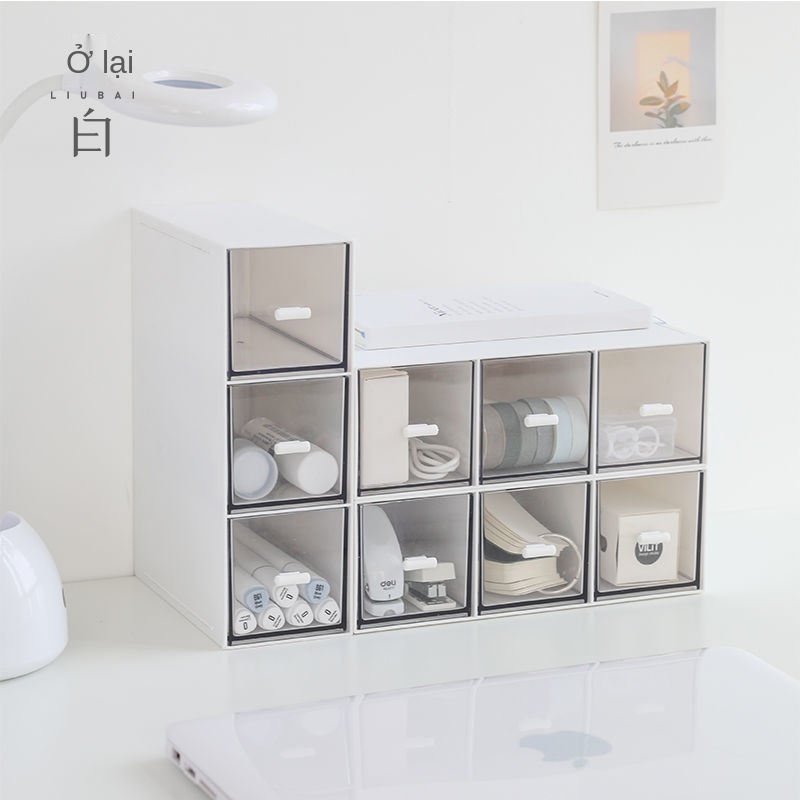 Hộp đựng đồ bằng nhựa có ngăn kéo nhiều lớp đơn giản để bàn sinh viên nữ trong nhà phân loại mảnh vỡ đa chức năng