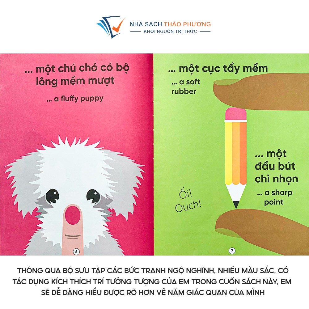Sách - Cuốn sách khổng lồ về năm giác quan  song ngữ Việt Anh phát triển đa giác cho bé từ 0-6 tuổi