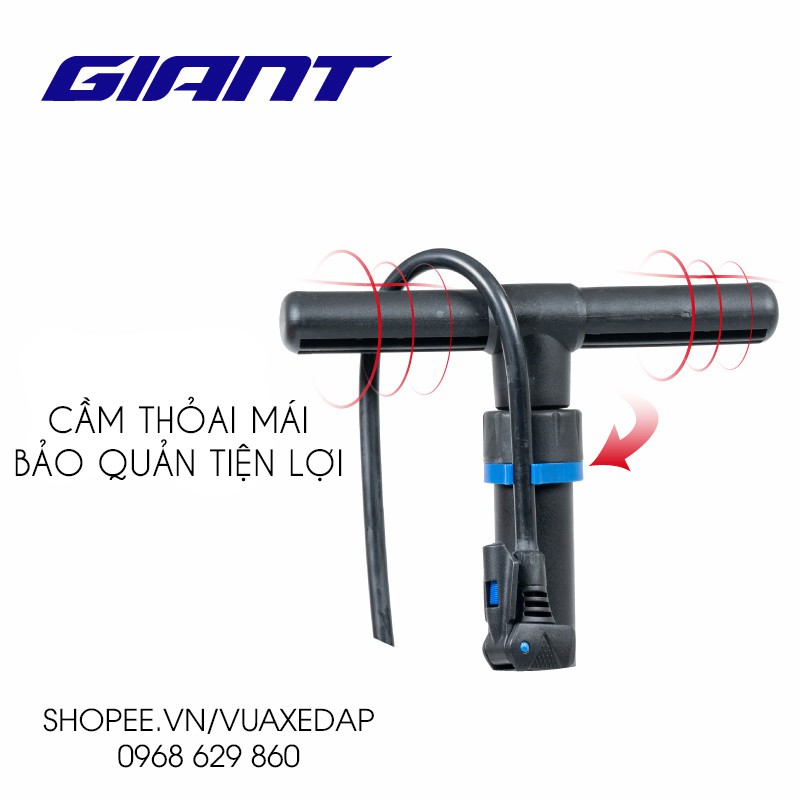 Bơm xe đạp Giant CMP 087 chính hãng bơm được tất cả các loại van xe đạp