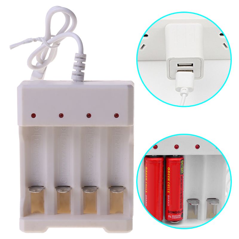 Thiết Bị Sạc Pin AA AAA 4 Cổng USB Thông Dụng