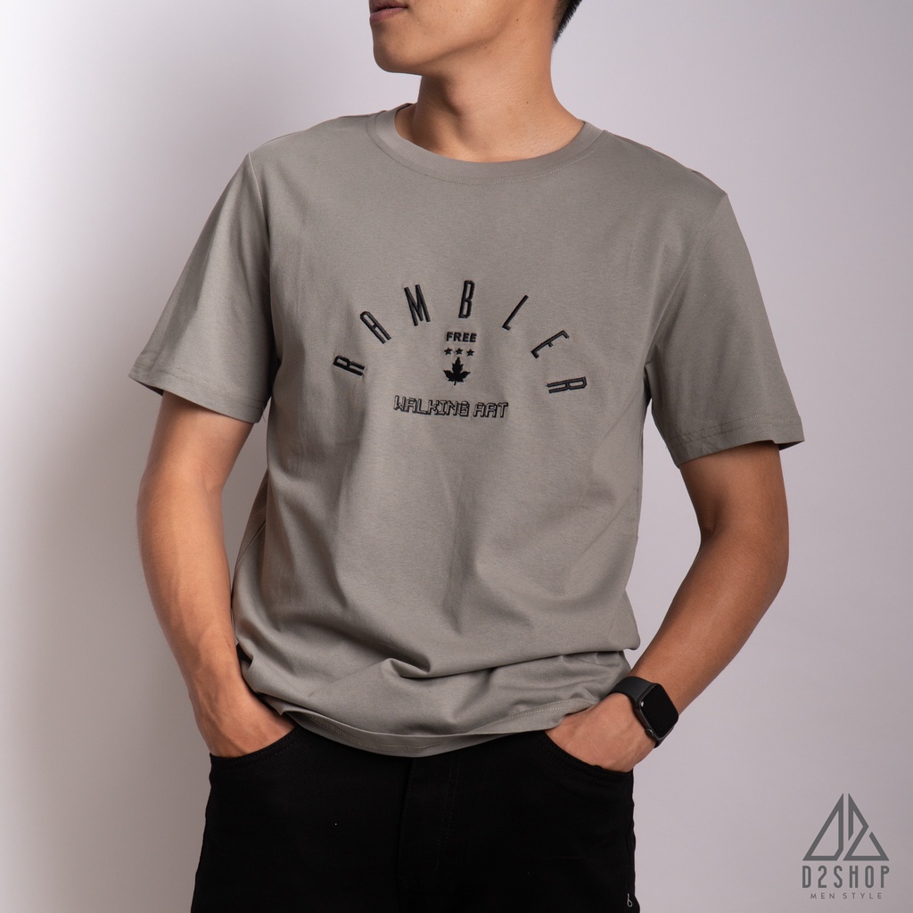 Áo thun nam D2shop thêu chữ RAMBLER, 3 màu