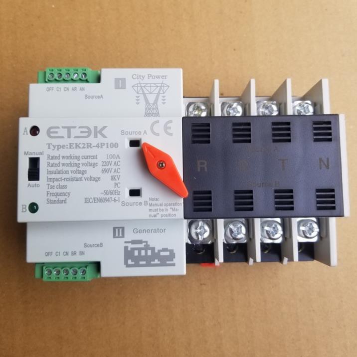 ATS chuyển nguồn điện tự động - ATS ETEK - Cầu dao 2 pha đóng cắt nhanh, không làm reset thiết bị, BẢO HÀNH 12 THÁNG