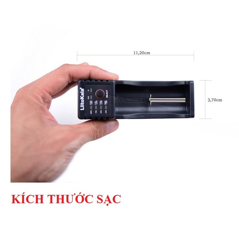 Sạc pin đa năng Liitokala lii-100 một khe pin cho pin 18650, AA, AAA, 26650... (sạc được tất cả các loại pin sạc)