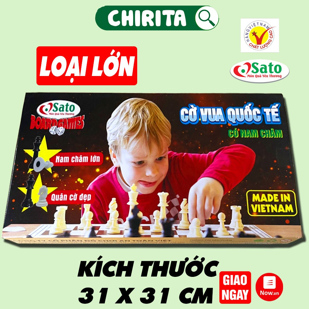 ♗▬﹉Bộ Cờ VUA NAM CHÂM SATO Cao Cấp (Nâu) - Bàn Loại Lớn Đẹp Giá Rẻ, Boardgame Đồ Chơi Trẻ Em CHIRITA