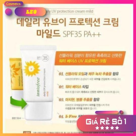 kem chồng nắng Daily innisfree UV MIld spf 35+ chuyên dùng hằng ngày cho da khô, da nhạy cảm [ hàng chuẩn Hàn Quốc ]