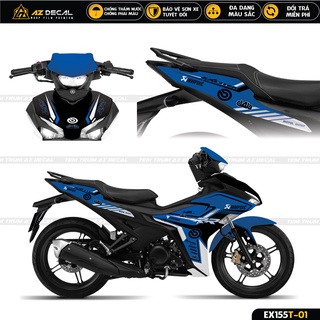 Tem trùm exciter 155 mẫu akrapovic | ex155t-01 | decal dán xe ex 155 đẹp nhiều màu đen, trắng, xanh gp