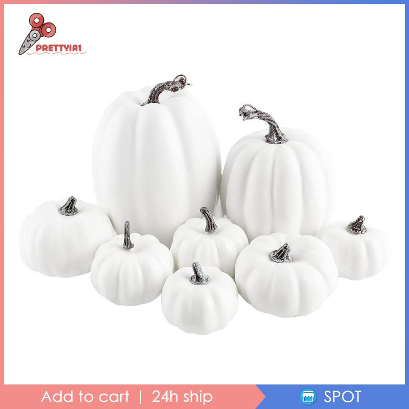 1 [Prettyia1] 8 Bí Ngô Nhân Tạo Trang Trí Bàn Tiệc Halloween
