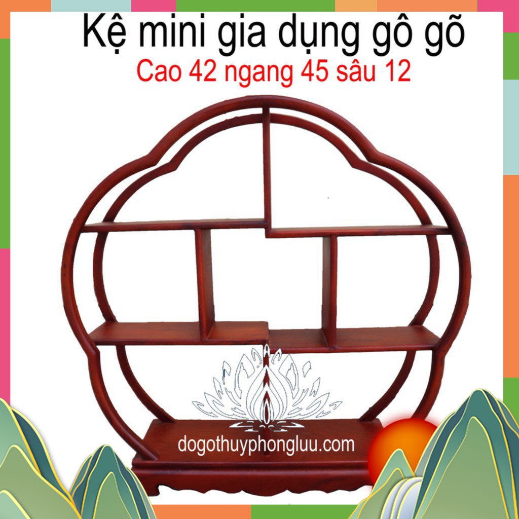 Kệ gỗ mini gia dụng kệ bày đồ dáng hoa cao 45 ngang 42