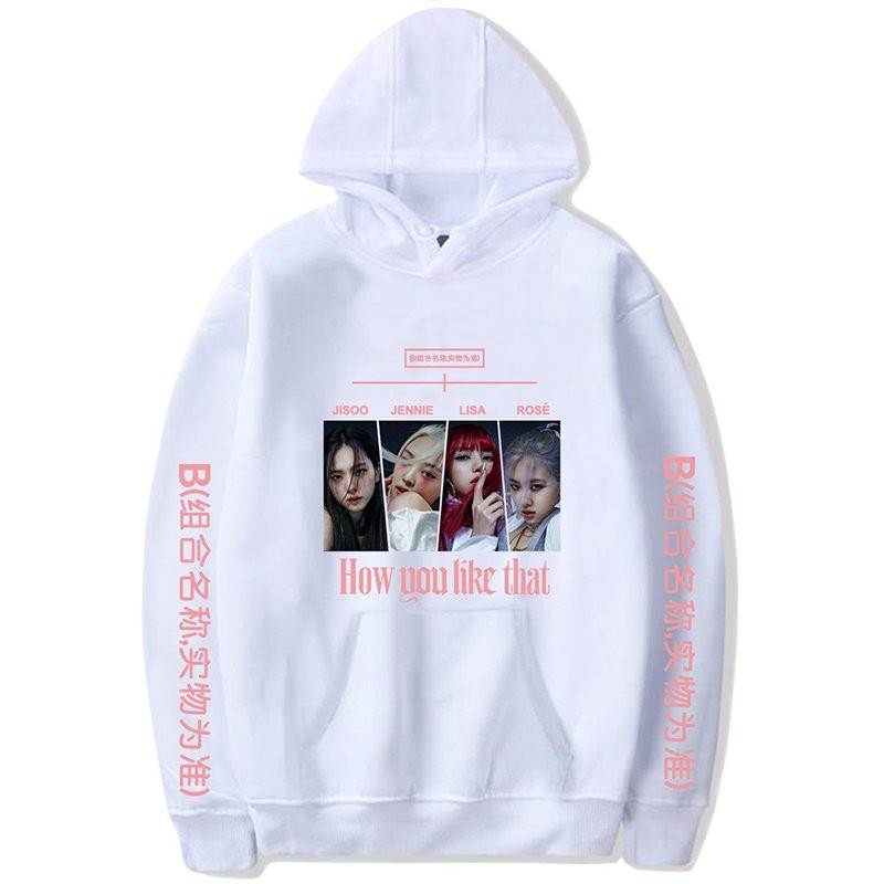 (ORDER) Áo hoodie BlackPink How you like that trắng đen có mũ | BigBuy360 - bigbuy360.vn