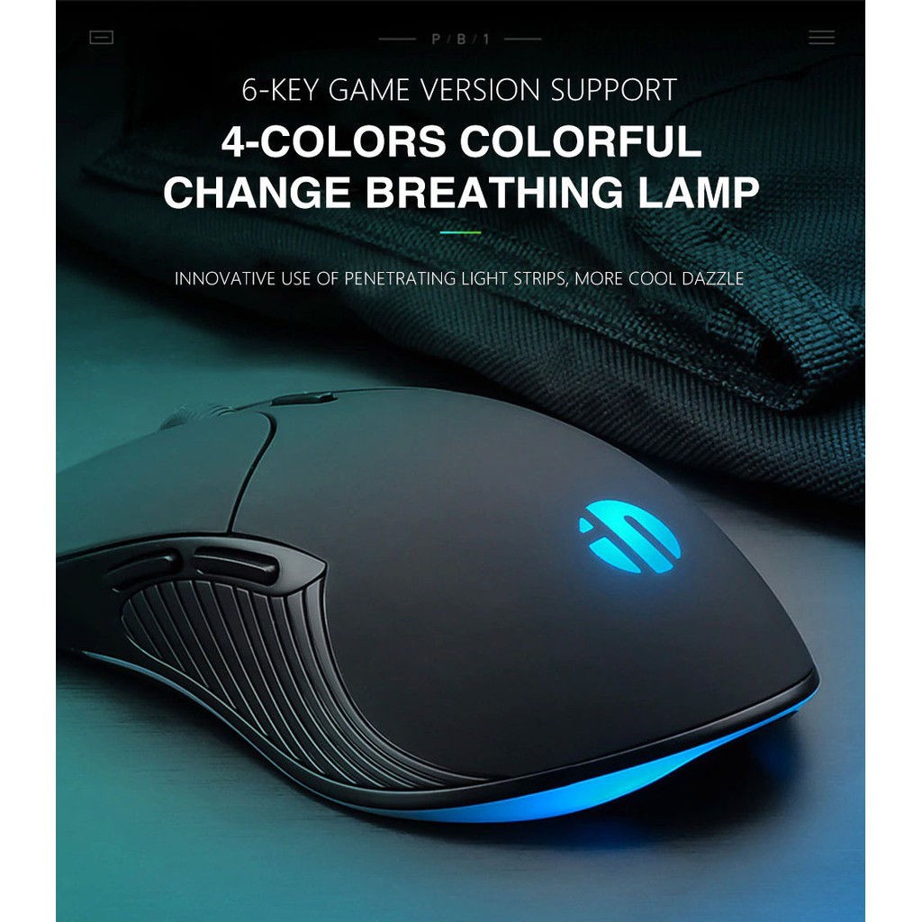 Chuột Chơi Game inphic PB1P Có Dây 6 Nút 4000 DPI tùy chỉnh dùng cho game thủ chuyên nghiệp