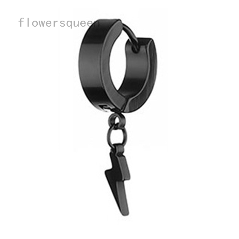 flowersqueen Bông Tai Thép Không Gỉ Hình Tia Sét Cá Tính
