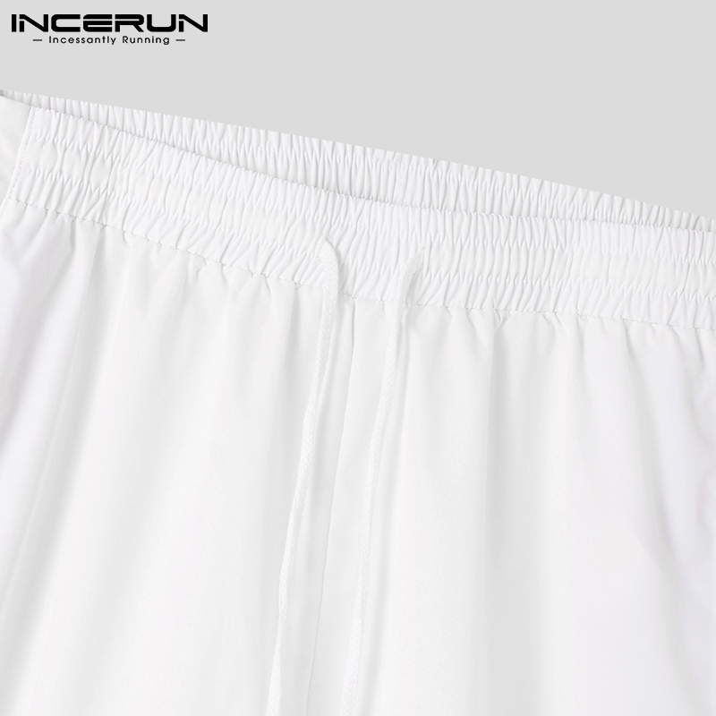 INCERUN Đàn ông Thời trang Dây rút Trắng Thắt lưng Thắt lưng Chia đôi Quần dài Lỏng