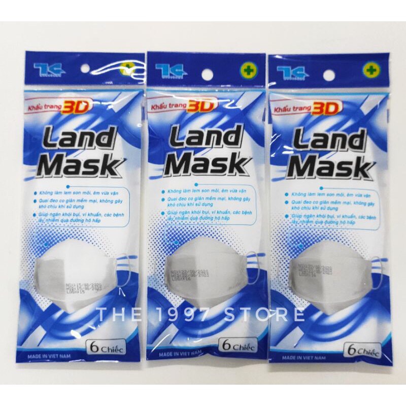 Khẩu Trang 3D Mask LAND MASK,CHÍNH HÃNG ,Khẩu Trang Y Tế Kháng Khuẩn, Ngăn Bụi Mịn.