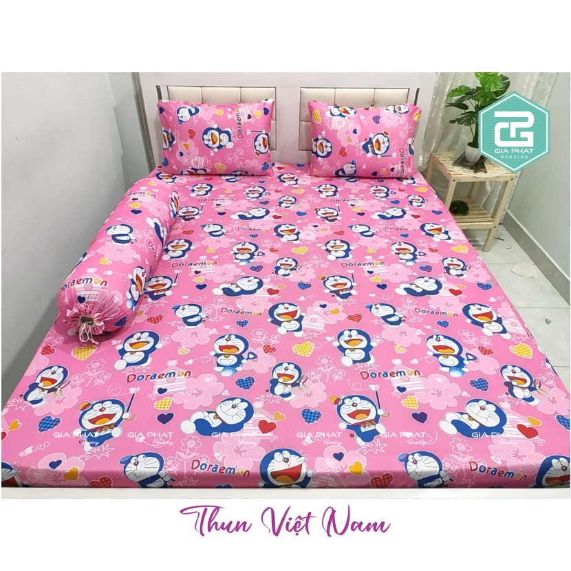 [Link 3 _ Hoạt Hình] Bộ Ga 4 món Thun Lạnh Việt Nam cao cấp( 1 ga + 2 áo gối nằm + 1 áo gối ôm)