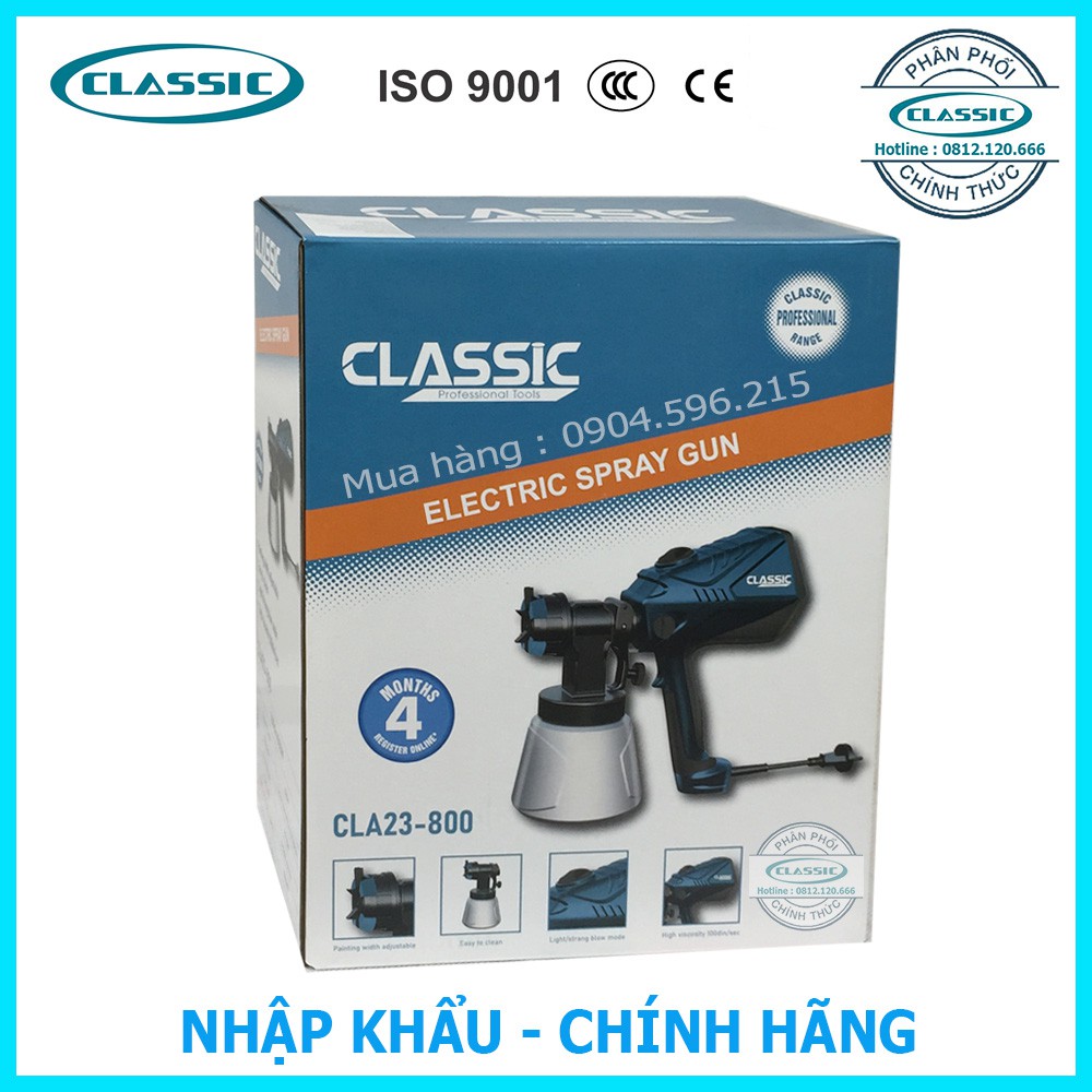 Máy Phun Sơn Mini CLASSIC CLA23-800 Công suất 600W, 2 Chế độ phun : Nhanh và Chậm