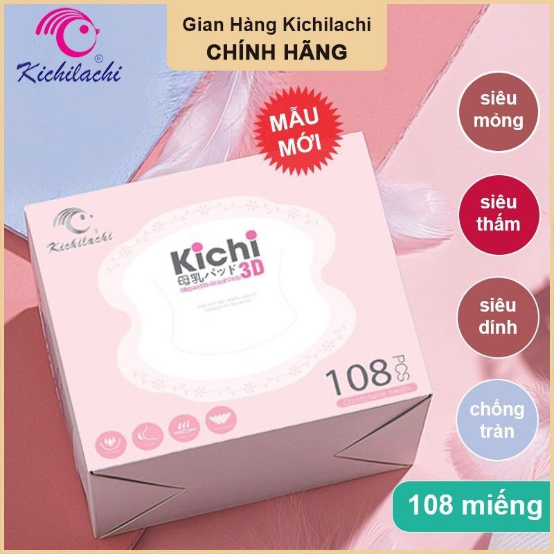 Hộp 108 miếng lót thấm sữa Mẹ 3D dùng 1 lần siêu mỏng mềm mịn Kichilachi