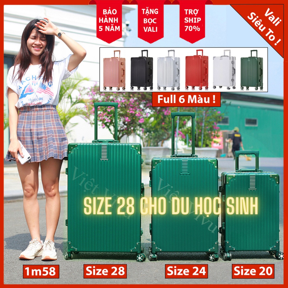 Vali Size 28 Inch Khóa Sập A218 Khung Nhôm Cho Du Học Sinh Lao Động Định Cư Nước Ngoài - Chống Bể Vỡ Chống Trộm