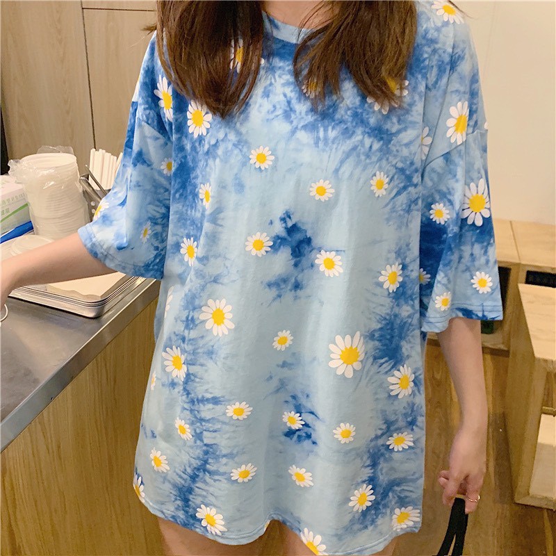 _Áo hè thụng tay lỡ Unisex .( Áo Loang Hoa Cúc  ). | BigBuy360 - bigbuy360.vn