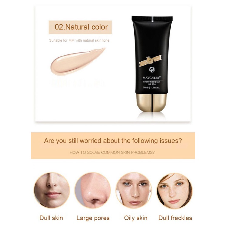 Kem nền BB MAYCHEER Lanolin che khuyết điểm dưỡng ẩm trang điểm nude
 | BigBuy360 - bigbuy360.vn