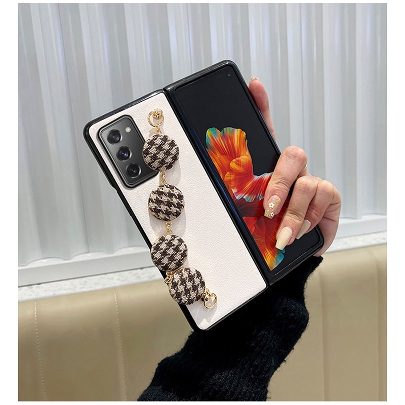 Bao Da Điện Thoại pu Dạng Ví Họa Tiết Răng Cưa Đính Ngọc Trai Cho samsung galaxy z fold 5 4 3 2 5g z Fold4 fold3 Ốp