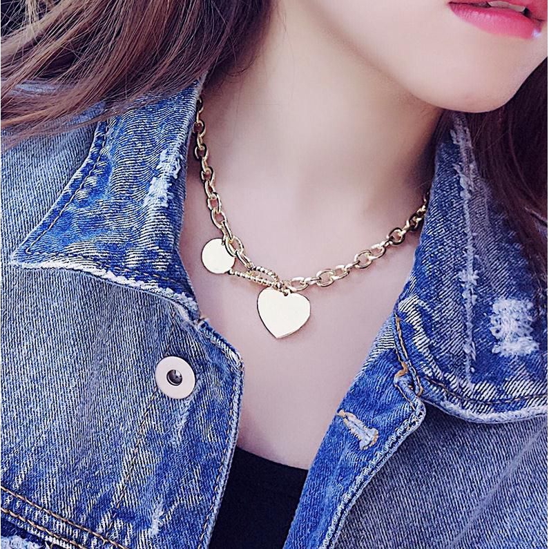 [Mã FASHIONCB231 hoàn tối đa 30K xu đơn 99K] Ins Punk Metal Cold Wind Love Clavicle Chain Necklace | BigBuy360 - bigbuy360.vn