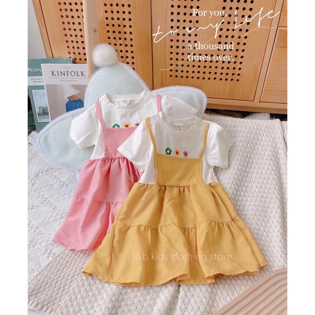 Váy bé gái từ 8-18kg - đầm bé gái chất liệu cotton phối đũi siêu mềm mát