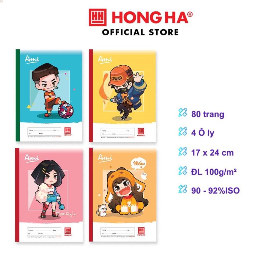 Vở 4 Ô ly 80 trang Hồng Hà School Ami 0515 .