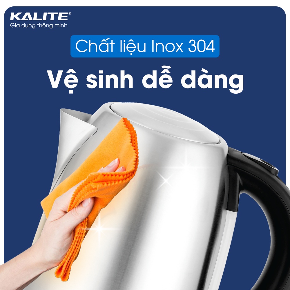 [Mã ELHADEV giảm 4% đơn 300K] Bình siêu tốc Kalite KL 301 dung tích 1,7L đun siêu tốc 3 phút, tự ngắt điện an toàn