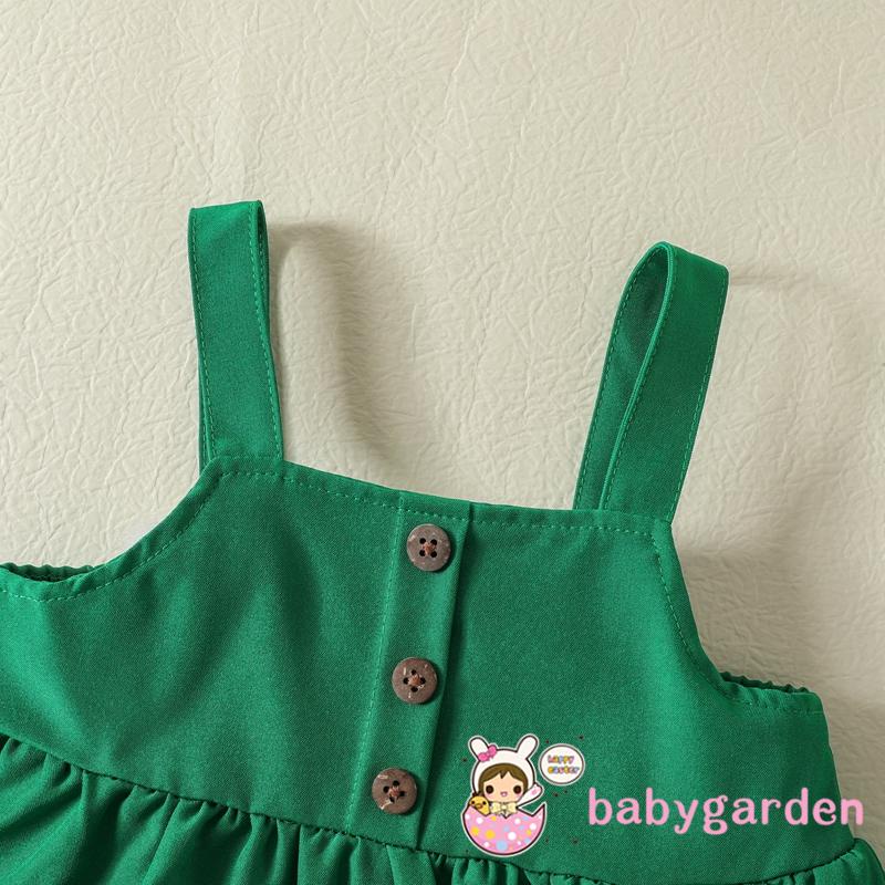 Set Đồ 2 Mảnh Gồm Áo Không Tay Màu Trơn Diềm Xếp Nếp In Hình Quả Bơ + Quần Ngắn Lưng Thun Cho Bé Gái 6 Tháng Tuổi 4 Tuổi