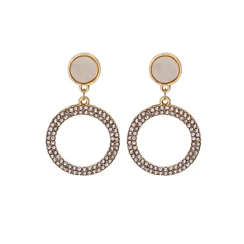 Bông Tai Tròn Đính Kim Cương Toàn Diện Ngọt Ngào Đơn Giản Thời Trang