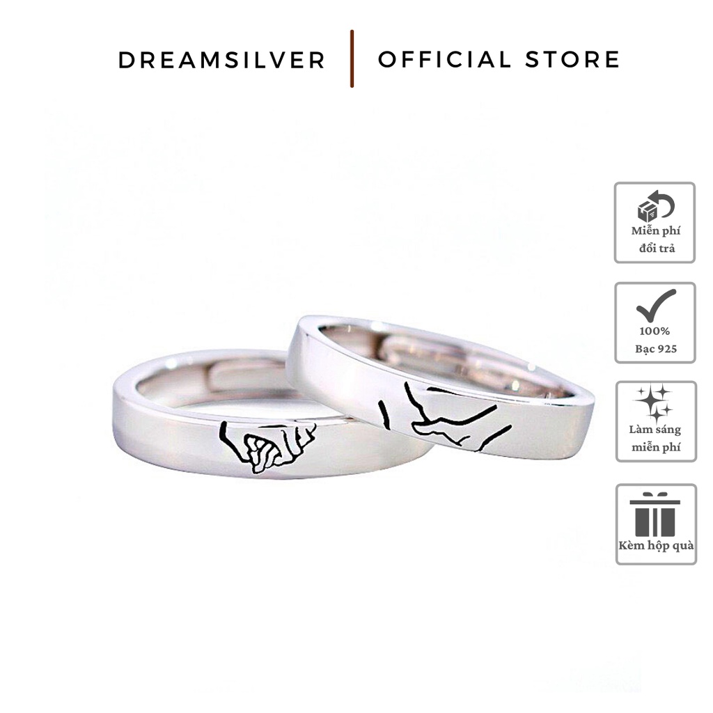 Nhẫn Đôi Bạc Dreamsilver Hand in Hand Chỉnh Size ND002