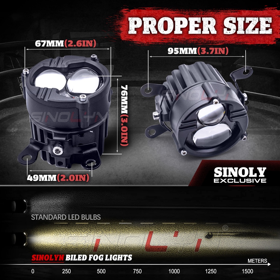 Đèn LED Sương Mù 12V / 24V Ánh Sáng Trắng / Vàng Chuyên Dụng Cho Xe Hơi / Xe Máy