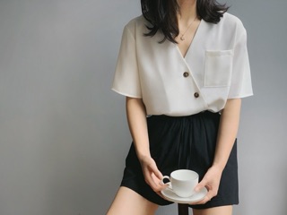 Áo kiểu cúc chéo hàng thiết kế