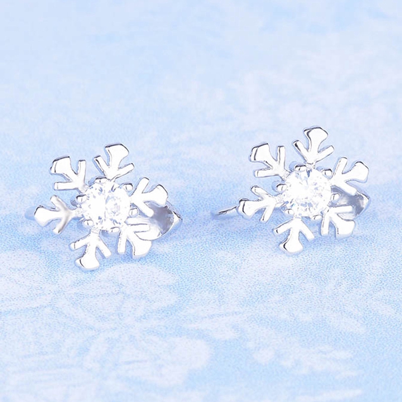 Mới Bạc Bông Tuyết Chụp Tai Earless Nữ Đơn Giản Thanh Lịch Trang Sức