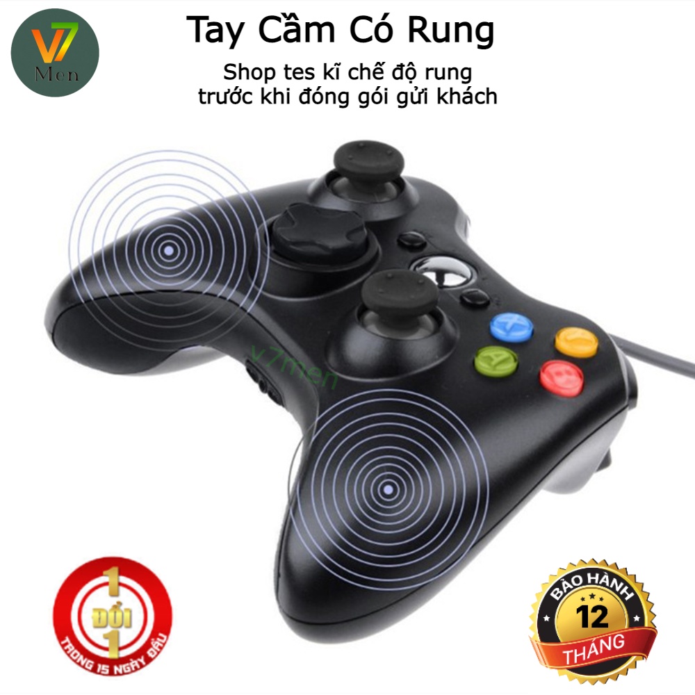 Tay cầm Chơi Game Microsoft Xbox 360 Full box Có Rung - Tay Cầm Có Dây Dùng Cho PC, Laptop chơi full skil