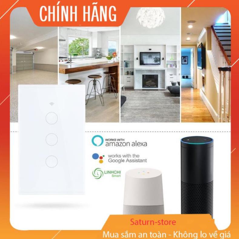 Công tắc cảm ứng, Công Tắc wifi Điều Khiển Cảm Ứng TUYA 2, 3, 4Nút Ấn (Wifi + RF433) - Tương thích IOS &amp; Android