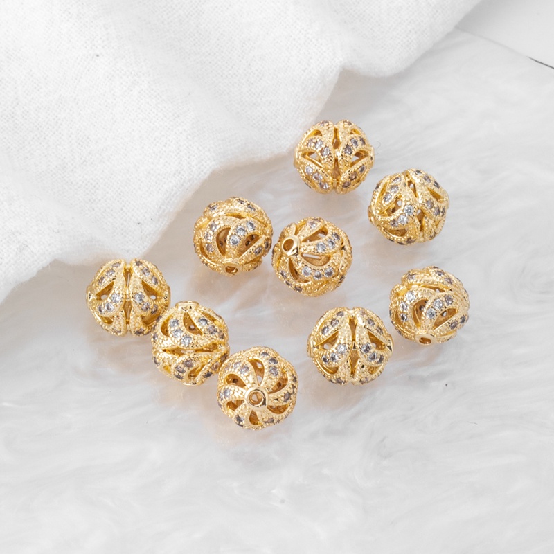 Hạt Xỏ Lỗ Hình Bông Hoa Bằng Đồng 14k 9mm Dùng Làm Trang Sức Thủ Công