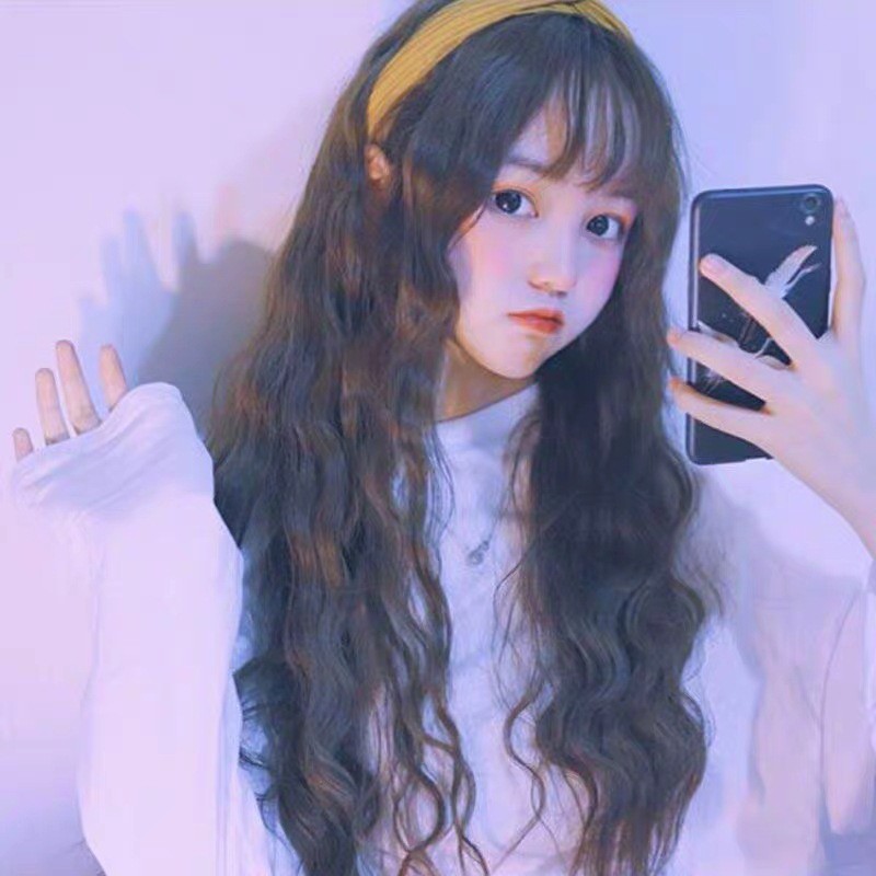 Bộ Tóc Giả Nữ Nguyên Đầu Cosplay Loại Xoăn Xù Dài 70cm Có Mái Bằng _ 186