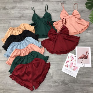 Bộ đùi 2 dây satin nơ