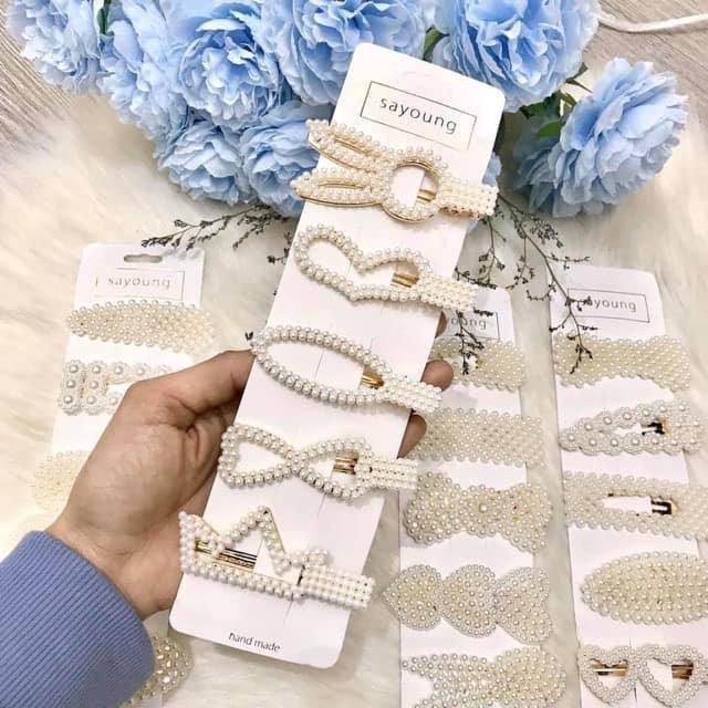 Set 20 kẹp tóc ngọc trai phong cách Hàn Quốc