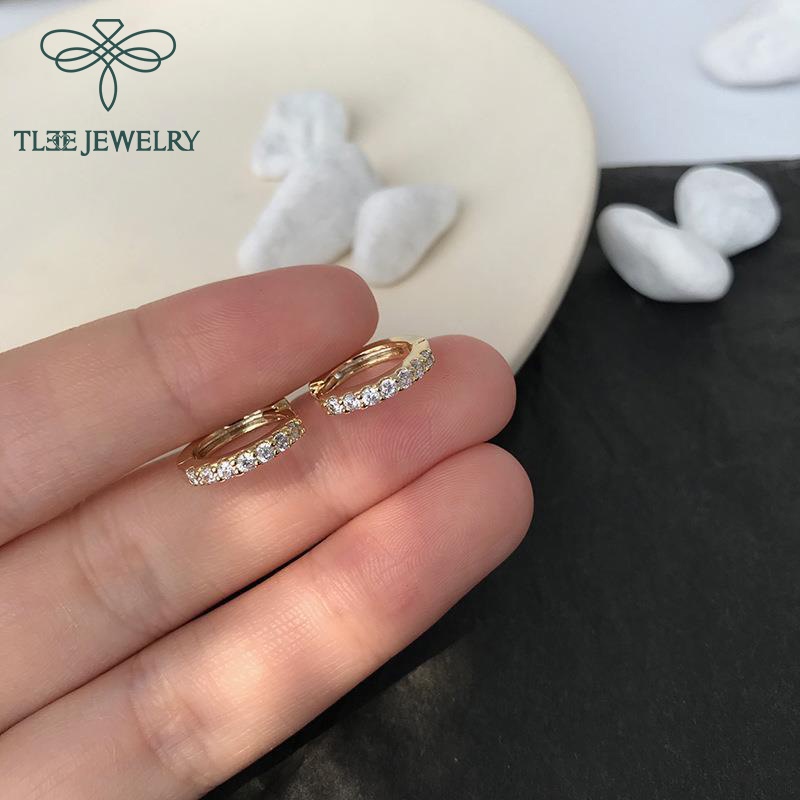 Khuyên tai bạc nữ TLEE tròn nạm đá sang trọng TleeJewelry B0124