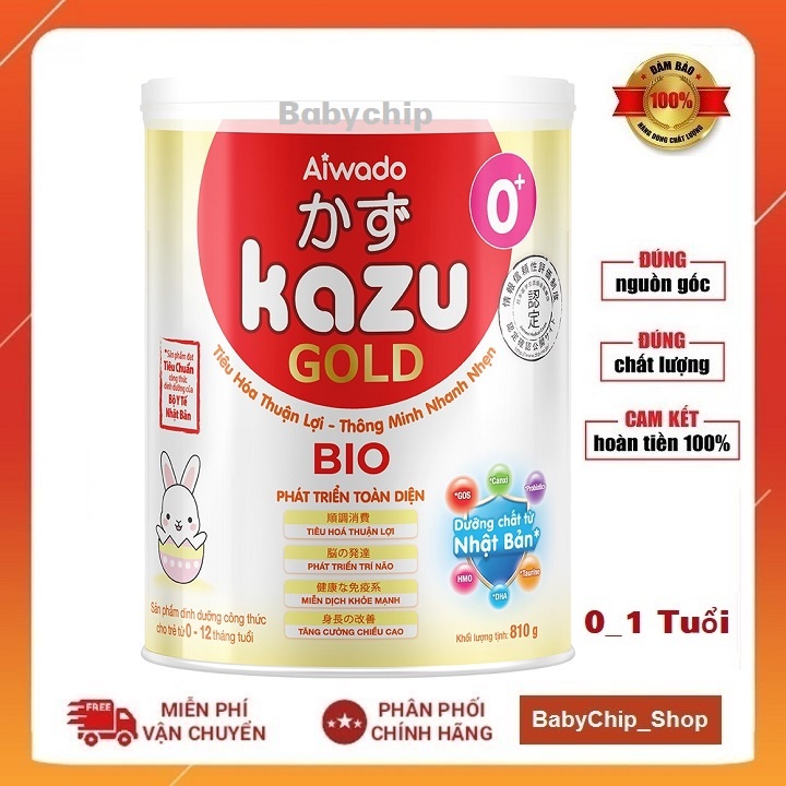 Sữa Kazu gold Bio đủ số 0+ 1+ 2+ 810g [Date 2024]