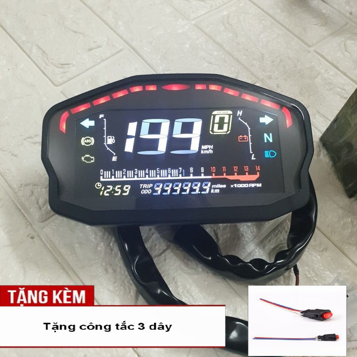 Đồng hồ điện tử màn hình LCD gắn xe DUCATI siêu ấn tượng - TẶNG NGAY CÔNG TẮC 3 DÂY CHUYỂN ĐỔI -  S2098