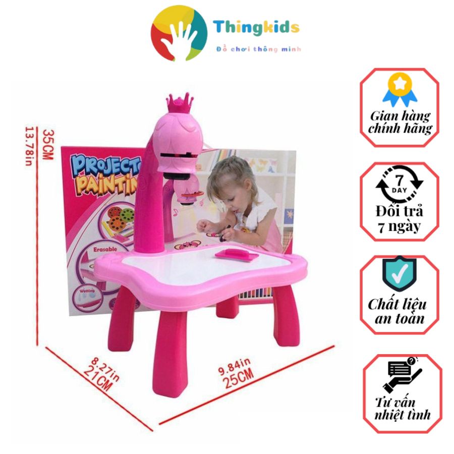Bộ đồ chơi bảng vẽ thông minh, bảng vẽ chiếu đèn kèm bút mầu cho bé. Thingkids